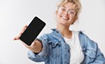 Charming lucky good-looking energized young blond caucasian girl